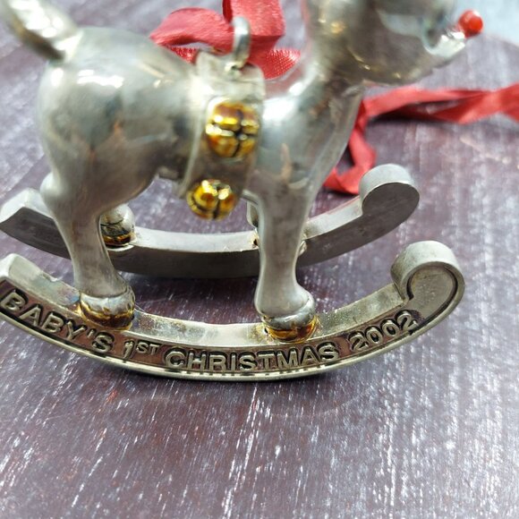 Lenox Babys First Christmas Silver Rocking Horse Ornament 2002 Keepsake - Picture 4 of 16